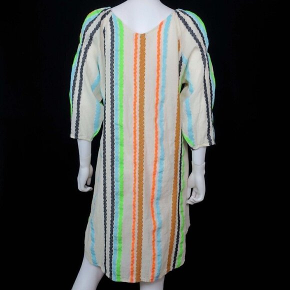 Devotion Twins Rhodolitis Stripe Dress Tunic Button-up Pockets Women's Small - Picture 2 of 5